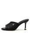 Women's Knitted Detailed Thin Heeled Slippers – Stylish Casual and Evening Wear Open Toe Slippers - 2