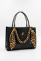 Black Patent Leather Medium Size Women's Handbag with Chain and Scarf Detail En 24 Boy 19 cm - 3