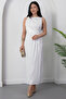 Square Neck Ruched Waist Slit Dress YZC25Y223 - 3