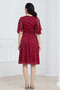 V-Neck Lace Midi Dress - Bordo - 6