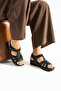 Women's Black Daily Sandals with Sewn Soles, Orthopedic Comfortable Velcro - 2