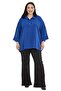 Plus Size Shirt Collar Low Truvakar Sleeve Relaxed Fit Cobalt Blue Blouse - 2