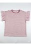 Girl's Pink and Black and White Striped Ruffle Sleeve Cotton T-Shirt - 3