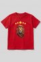 Cotton 5 Star Lion Printed Red Basic Crew Neck Short Sleeve Kids T-Shirt for Girls and Boys