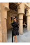 Black Flounce Textured Dress - 2
