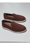 Tan Suede Leather Men's Loafer Shoes - 8