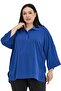 Plus Size Shirt Collar Low Truvakar Sleeve Relaxed Fit Cobalt Blue Blouse