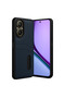 Realme 12 Lite Case Sara Leather Case with Business Card Holder - Navy Blue