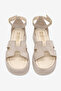 Women's Beige Suede Comfortable Ankle Strap Sandals - 3