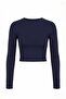 Premium Soft Textured Stretchy Knitted Crew Neck Crop Blouse - 5