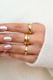 Women's Gold 3-Piece Ring Set Shiny Minimal Combination