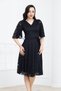 V-Neck Lace Midi Dress - Black - 3