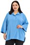 Plus Size Shirt Collar Low Truvakar Sleeve Relaxed Fit Indigo Blouse
