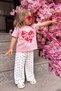 Girl's Cotton Pink Heart Printed T-Shirt and Heart Muslin Trousers Top and Bottom Set - 5