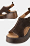 Women's Brown Suede Genuine Leather Daily Platform Heel Sandals - 3