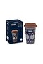 Thermal Mug - Winter Snowflakes Design, Handmade Double-Wall Ceramic Mug with Silicone Lid