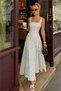 Women's White Thick Strap Polka Dot Patterned Full Length Dress Nbnp028 - 4