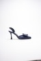Dublin Premium Navy Blue Bowknot Satin Slingback Heeled Shoes - 3