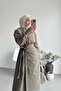 Women's Mink Gold Button Detailed Wrap Hijab Dress Nms091 - 3