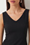 V-Neck Sleeveless Woven Blouse Lzh0027 Black - 2