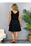 Women's Strappy V-Neck Short Viscose Two-Thread Dress with Gathered Waist - 3