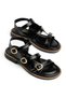 Women's Black Leather Buckle Detailed Ankle Strap Casual Sandals
