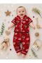 100% Cotton Short Sleeve Buttoned Summer Chocolate Patterned Boys Girls Unisex Baby Pajama Set - 2