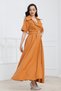 Double-Breasted Collar Belted Casual Dress - Tiles - 5