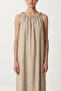 Washable Long Viscose Dress with Straps Lfg0186 Beige - 3