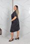 Plus Size Stone Printed Washed Cotton Dress Black - 4