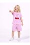 Girl's Cherry Printed Shorts Set Powder Pink Summer 2-Piece Combination - 2