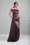 Madonna Collar Slit One Side Long Lined Satin Long Dress - 3