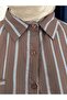 Yankı Hella Striped Single Pocket Shirt-Na878 Brown - 4