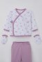Baby Girl Hospital Release Set of 5 with Floral & Text Patterns, 0-3 Months, White - 3