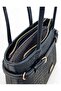 Black Iguana Patterned Bucket Model Women's Shoulder Bag with Belt Detail - 8