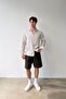 Double Striped White Tencel Fabric Oversize Shirt - 3