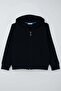 Boy's Cardigan Basic Hooded Zipper Cardigan 6-10 Years Old, Navy Blue - 2