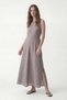 Coffee Linen Look Women's Dress - 3