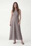 Coffee Linen Look Women's Dress - 2