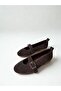 Genuine Leather Brown Suede Single Buckle Mary Jane Ballet Flats for Women - 4