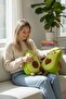 2-Piece Lover's Set Avocado Plush - 36 cm Soft Sleeping Companion & Heart Embroidered Decorative Hugging Pillow 🥑 💖 🥑 - 2