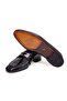 Black Color Laceless Genuine Leather Men's Shoes - 3