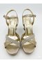 Lucy Gold Gold Stone Cross Strap Ankle Strap Platform Heels 10 cm Evening Dress Women's Heeled Shoes - 2