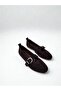 Genuine Leather Brown Suede Single Buckle Mary Jane Ballet Flats for Women - 3