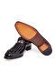 Black Color Laceless Genuine Leather Men's Shoes - 3