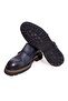 Dark Blue Color Laceless Genuine Leather Men's Shoes - 3