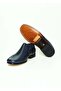 Dark Blue Color Laceless Velvet Men's Shoes - 3