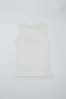 Boy's Shorts Set, Sleeveless, Letter Printed Shorts, Striped, 8-14 Years, Ecru - 4