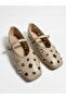 Women's Beige Studded Ring Detailed Strappy Ballerinas - 5