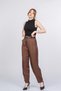 Women's Summer Brown Rosaria Balloon Form Narrow Leg Fabric Trousers Stylish Daily Comfortable 30383 - 3